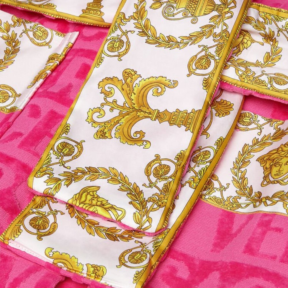 Authentic VERSACE I ♡ BAROQUE BATHROBE - Unisex Pink Size M - Picture 7 of 9